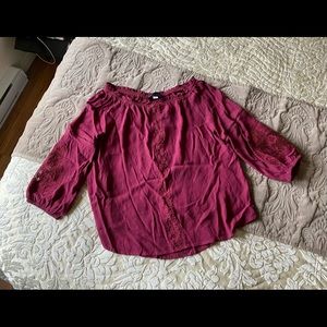 Blue Rain Burgundy Blouse Size M